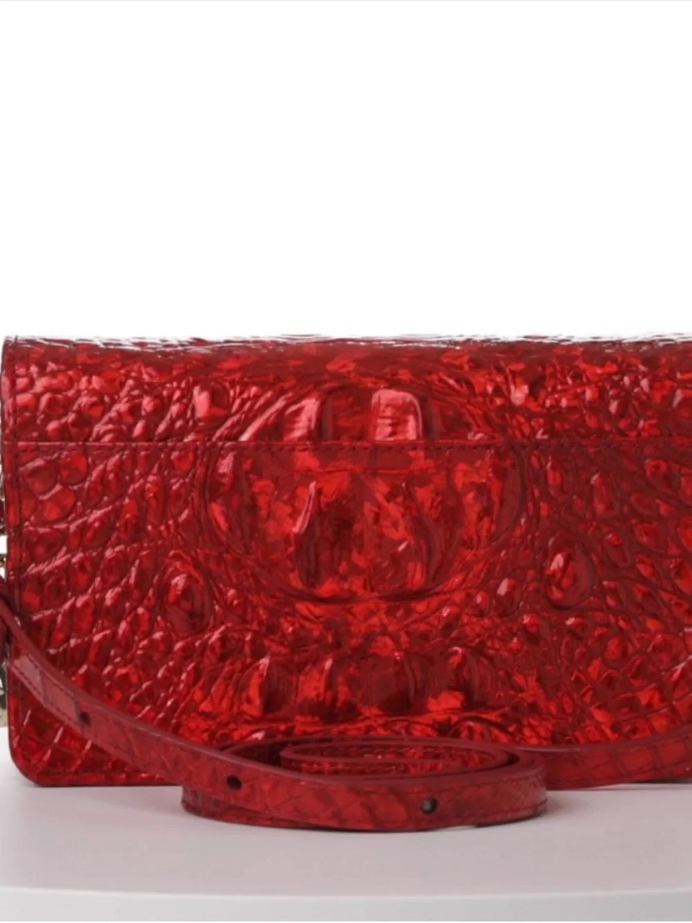 Brahmin Red Patent Croc-Embossed Crossbody Bag. MINUETTE - Picture 3 of 9